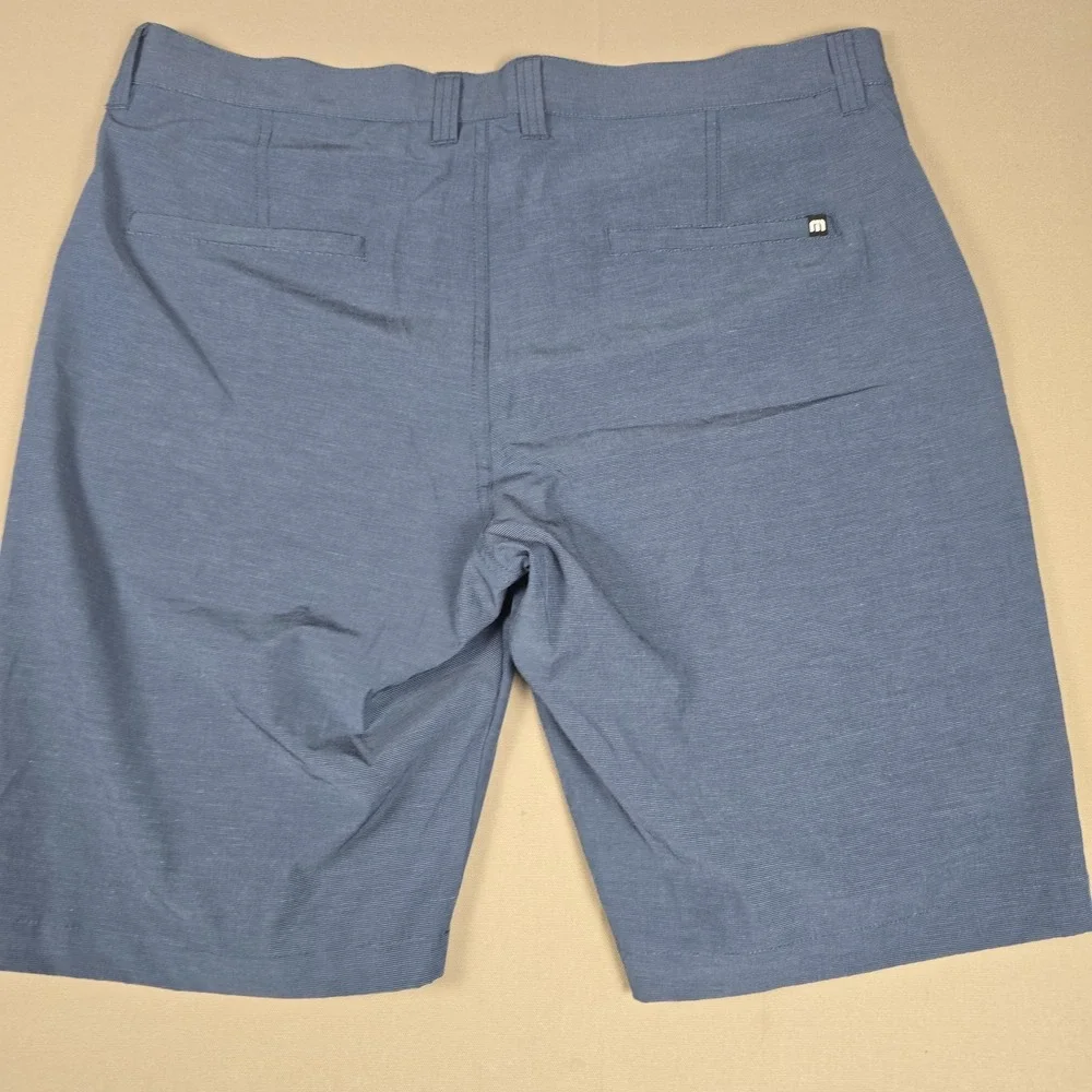 Travis Mathew Beck Chino Golf Shorts Mens 36 Blue Flat Performance Tech Blend